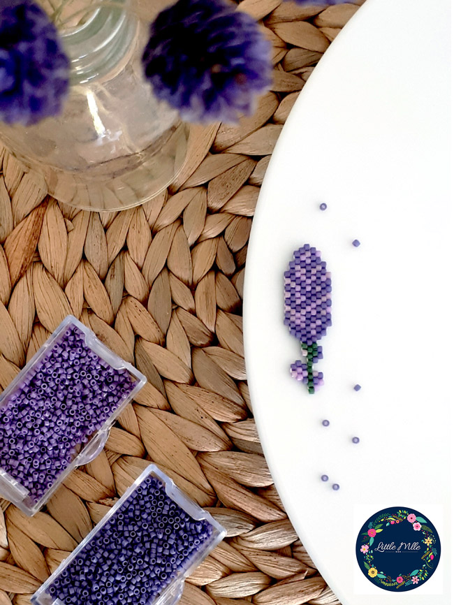Schema  DIY woven strand of lavender pearls Miyuki Delicas