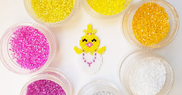 DIY Easter chick weaving in Miyuki beads