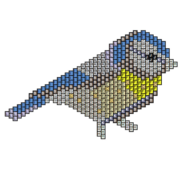 Grille tissage brickstick mésange bleue par Lollipuce