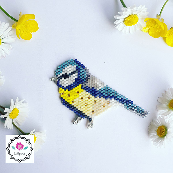 Comment tisser une mésange bleue en perles de verre Miyuki Delicas