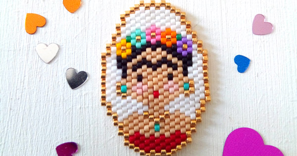 Weaving Brickstitch Motif Medallion Frida Kahlo Beads Miyuki Delicas 11 0 Perles Co