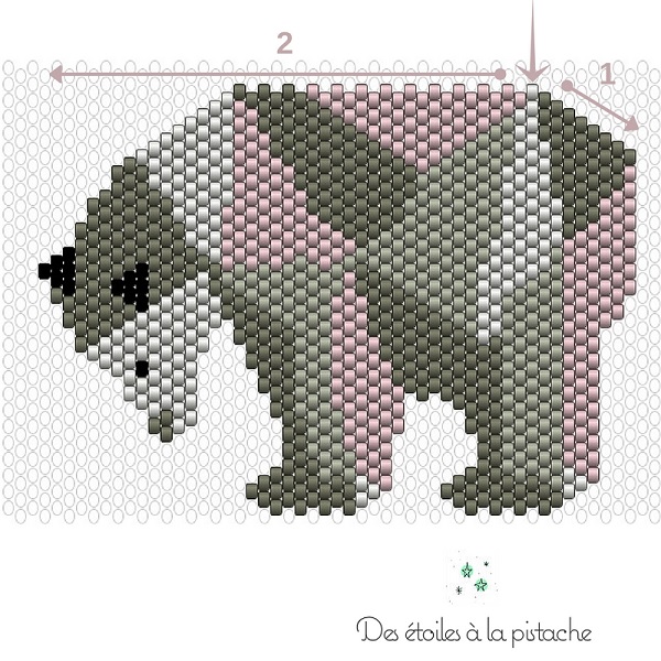 Polar bear with miyuki Delicas weaving : Step 1