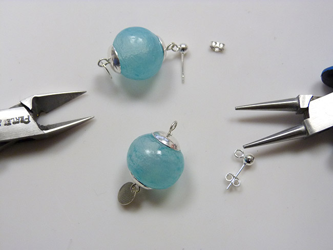 Earrings with hollow beads made of polymer clay : Step 9