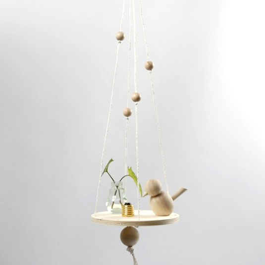 DIY decoration - hanging shelf with wooden beads