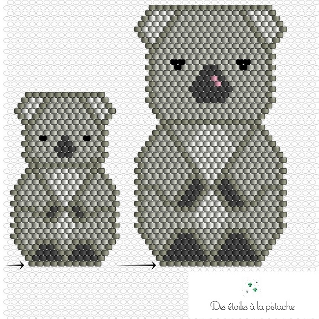 Schema DIY weaving pearls miyuki koala pattern Schema DIY weaving pearls miyuki koala pattern