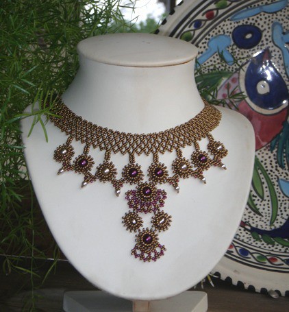 Mademoiselle Sandrine Necklace with Miyuki seed beads and pearly beads Mademoiselle Sandrine Necklace with Miyuki seed beads and pearly beads