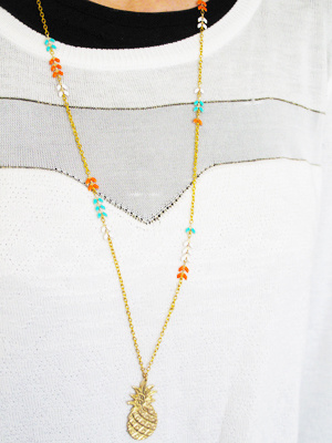 Schema Pineapple Necklace and enamelled Cob chain Schema Pineapple Necklace and enamelled Cob chain