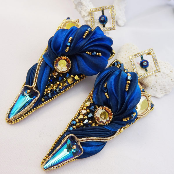 Earrings with Shibori and PureCrystal