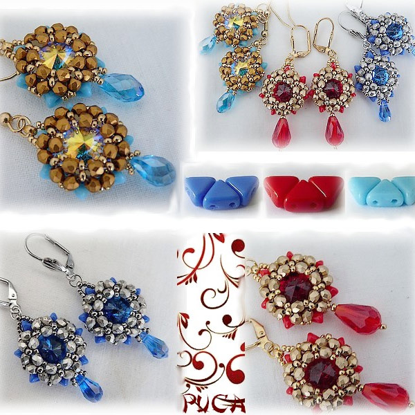 Jenny earrings with Khéops and Seed beads by Puca