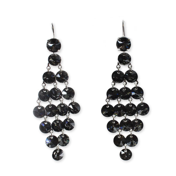 Grappa earrings with PureCrystal pendant and cabochon Silver night Grappa earrings with PureCrystal pendant and cabochon Silver night