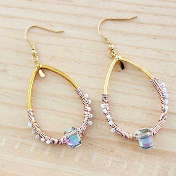 Earrings Wire Miyuki PureCrystal gold rose gold