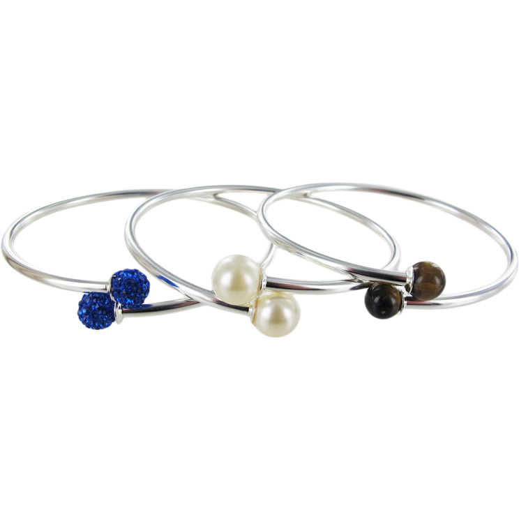 925 sterling silver bangle mit Half-drilled beads and PureCrystal beads