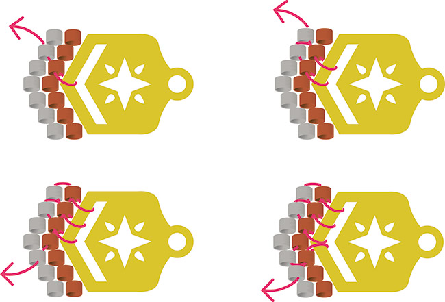 miyuki red earrings weaving tips silver 925 : Step 7 miyuki red earrings weaving tips silver 925 : Step 7