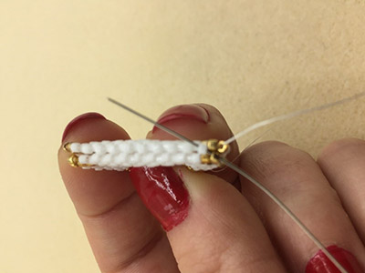 DIY Chic 3D triangle weaving earrings by Miyuki Delicas 11/0 : Step 18