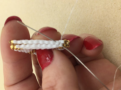 DIY Chic 3D triangle weaving earrings by Miyuki Delicas 11/0 : Step 19