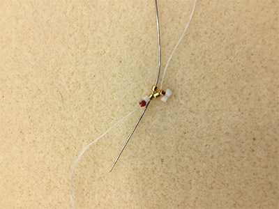 DIY Chic 3D triangle weaving earrings by Miyuki Delicas 11/0 : Step 23