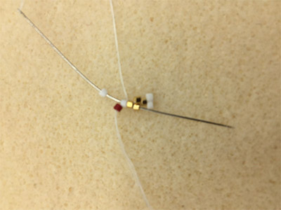 DIY Chic 3D triangle weaving earrings by Miyuki Delicas 11/0 : Step 24