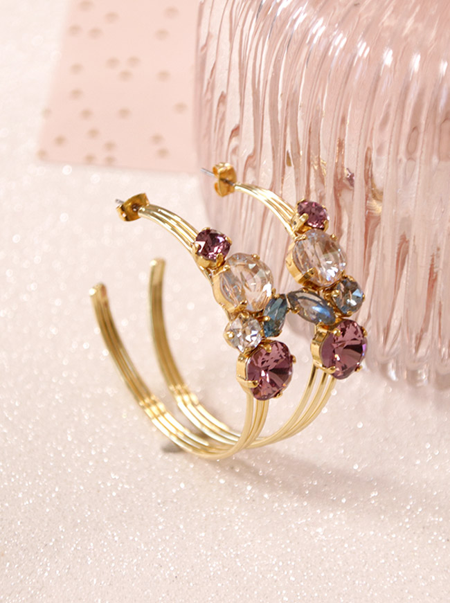 Schema  Creoles with Swarovski crystals UV resin fixing