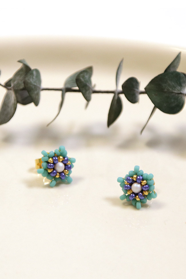 Small seed beads and PureCrystal pearl earrings