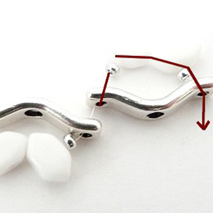 step 2 Aelis bracelet with Bowtrio interlayer and Paros glass beads by Puca