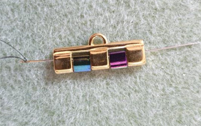 Multirow cuff bracelet in Tila beads, Czech glass round beads and seed beads 15 : Step 1