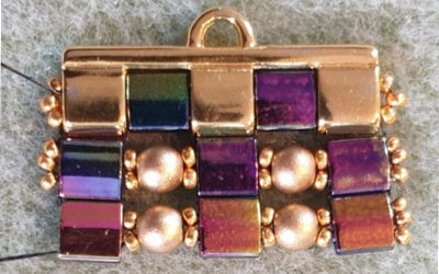 Multirow cuff bracelet in Tila beads, Czech glass round beads and seed beads 15 : Step 15