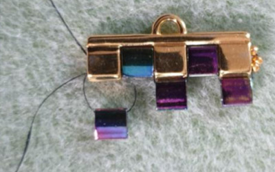 Multirow cuff bracelet in Tila beads, Czech glass round beads and seed beads 15 : Step 6