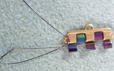 Multirow cuff bracelet in Tila beads, Czech glass round beads and seed beads 15 : Step 8