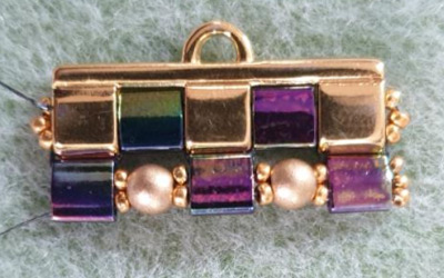 Multirow cuff bracelet in Tila beads, Czech glass round beads and seed beads 15 : Step 11