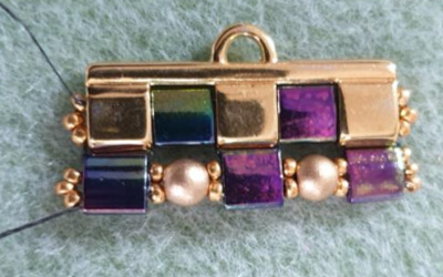 Multirow cuff bracelet in Tila beads, Czech glass round beads and seed beads 15 : Step 12