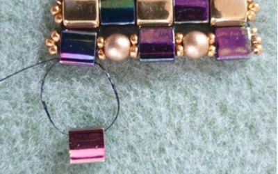 Multirow cuff bracelet in Tila beads, Czech glass round beads and seed beads 15 : Step 13
