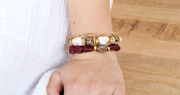Tibetan style ethnic bracelet with howlite gemstones