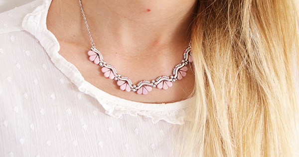 Lucie Necklace with Bowtrio spacer and Amos glass beads by Puca Lucie Necklace with Bowtrio spacer and Amos glass beads by Puca