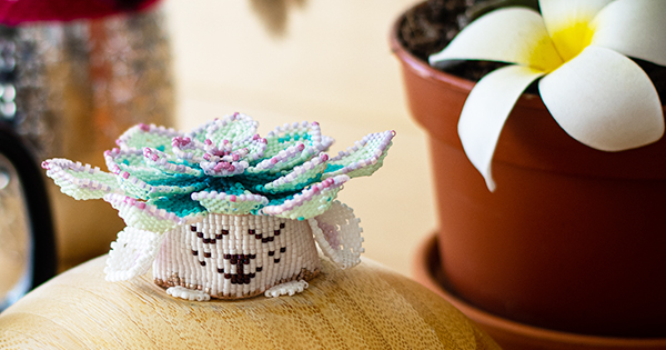 Schema  DIY 3D weaving of succulent plant and rabbit cup in Miyuki Delicas 11/0