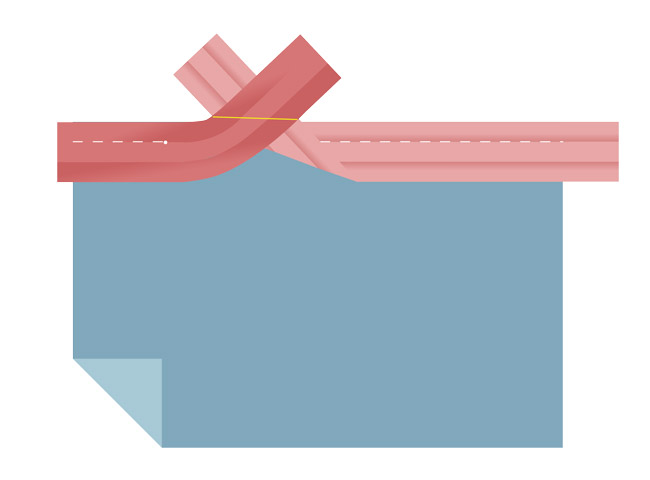 Mark the fold in pencil and pin the bias together