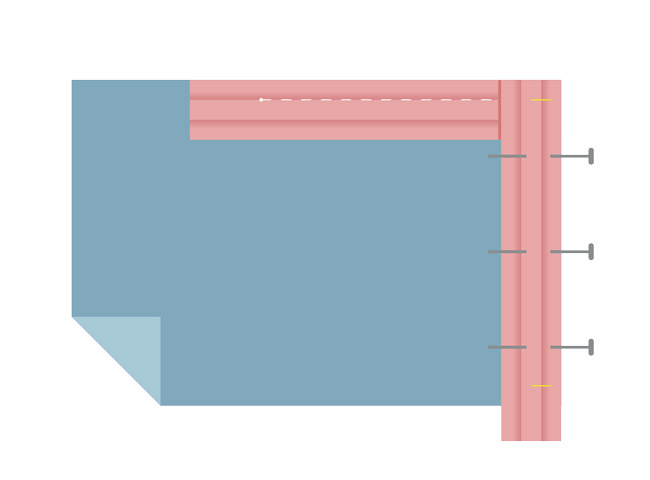 For pinning the corners make a fold on the bias