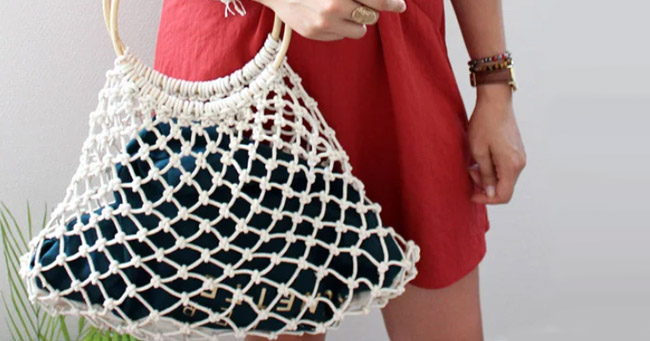 sac de provision ou sac de plage en macramé