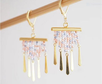 boucles d'oreilles miyuki tissage herringbone