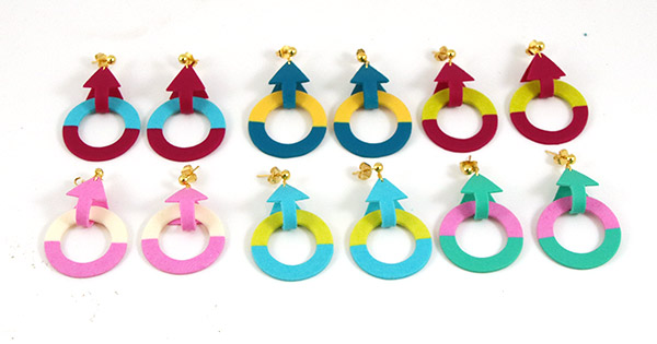 Ensemble de boucles d'oreilles m&eacute;lange de couleurs Fimo cuir