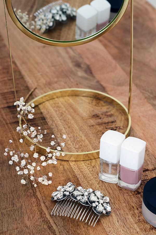 silver bridal comb Swaroski crystals