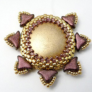 step 10 - Gaia cabochon pendant, Piros and Helios glass beads by Puca