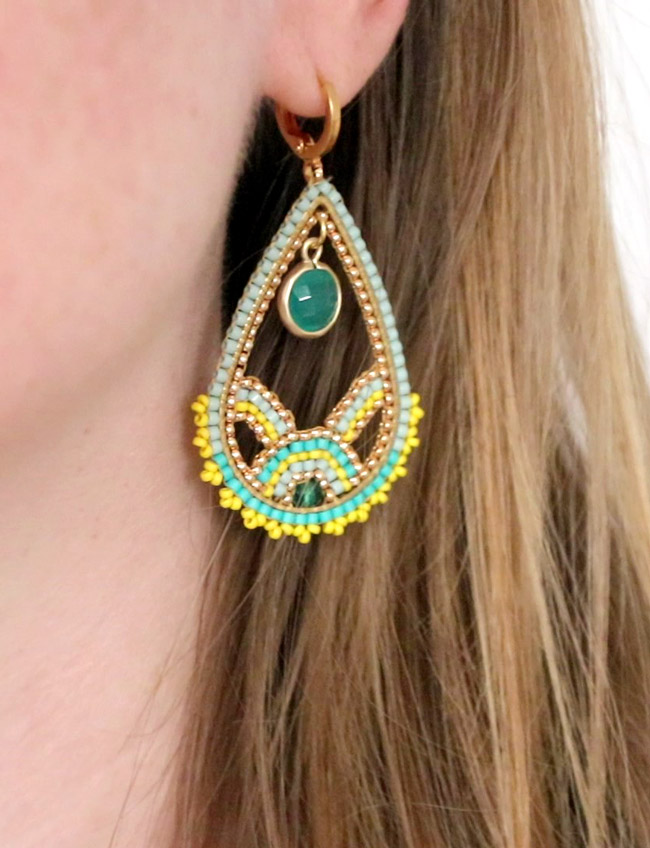 Schema  Earrings drops weaving of pearls pattern scales