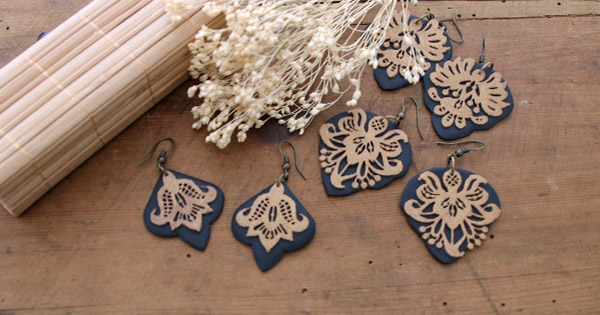 Schema  Sculpey polymer lace earrings