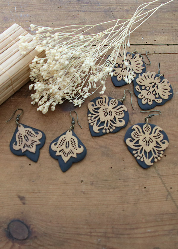 Schema  Sculpey polymer lace earrings