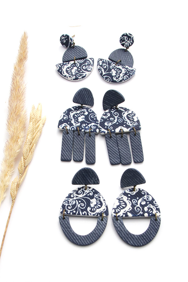 Schema  Denim-effect polymer earrings