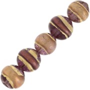 Round Amethyst Murano surrounded with gold  8mm x1