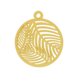 925 Sterling Silver palm leaf 18.5 mm fine Gold plated x1