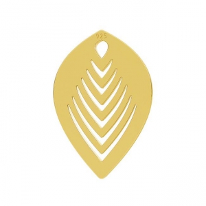 925 Sterling Silver leaf 15.5 mm fine Gold plated x1