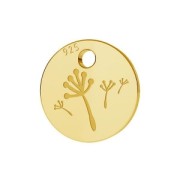 925 Sterling Silver dandelion charm 7 mm gold plated x1