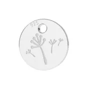 925 Sterling Silver dandelion charm 7 mm x1